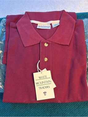 White Mountain Traders Men’s Burgundy Polo Shirt SS Large